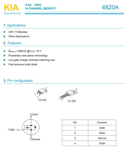 MOS管KNX4820 200V9A规格书