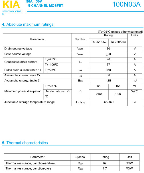 3-4串掩护板公用MOS管,100N03,90A/ 30V