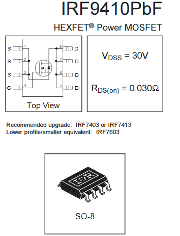 IRF9410参数,掩护板MOS管