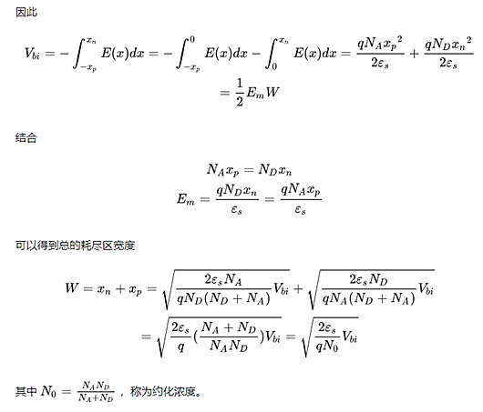 耗尽区宽度,公式,搀杂浓度